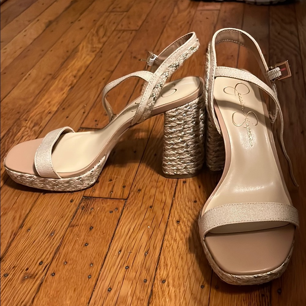 JESSICA SIMPSON BLOCK HEEL PLATFORM ESPADRILLE SANDALS